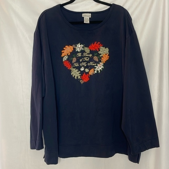 FASHION BUG FALL EMBROIDERED CREWNECK (30/32W) - Picture 1 of 7